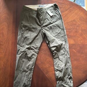 NWT LL Bean men’s green canvas slim pants